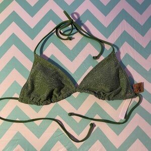 COPY - PINK Green shiny bikini top